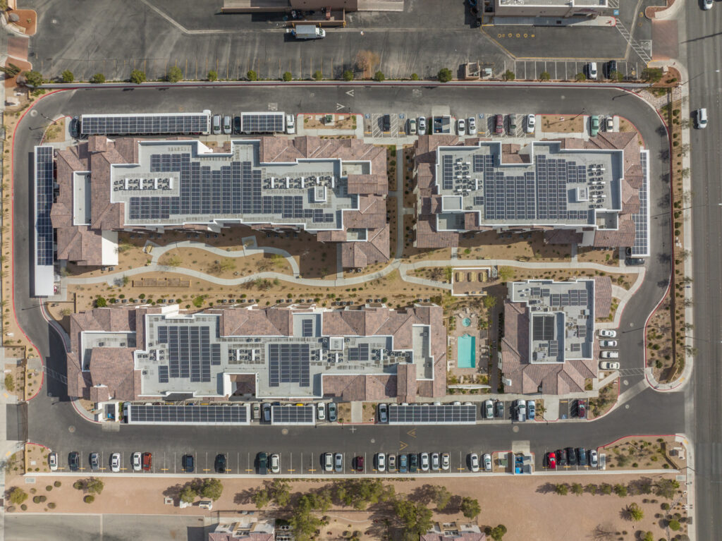 Overhead View of Solar Panels at Flamingo Pines